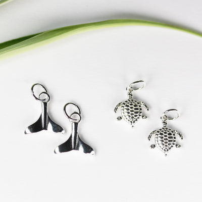 Charm 2pcs 12mm Whale Tail 925 Sterling Silver Jewellery findings Pendand/Charm Beads