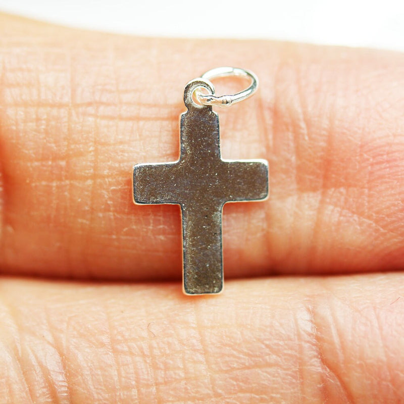 Jewelry charms 4pcs 925 Sterling Silver Jewellery findings Charm Beads , Cross charm, 13*8mm,0.7mm thickness, 5mm closed jump ring