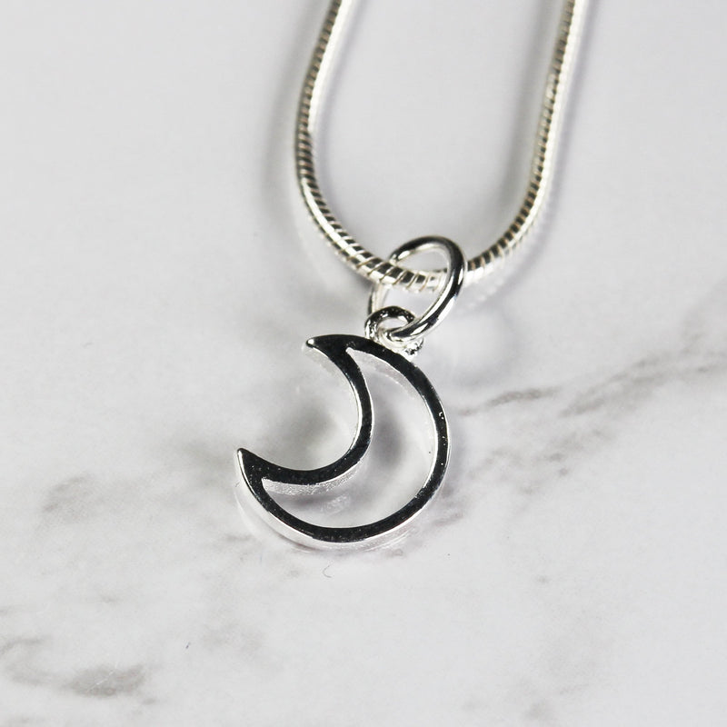 Charm 2pcs 925 Sterling Silver  Jewellery findings Charm Beads ,Moon  charm, 9mm, 5mm closed jump ring