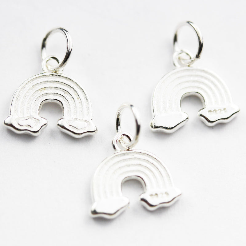 Jewelry charms 2pcs 925 Sterling Silver Jewellery Findings Charm Beads , 12*10mm Rainbow Charm, 6mm Closed Jump Jing