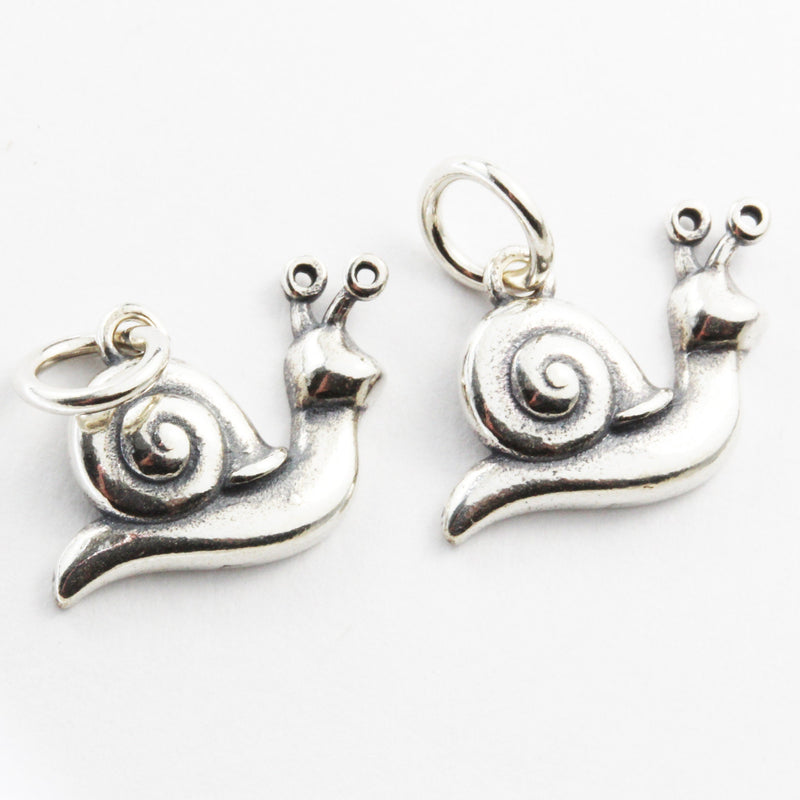 Charm 2pcs 925 Antique Sterling Silver Jewellery findings Charm Beads , 14*11mm Snail Charm
