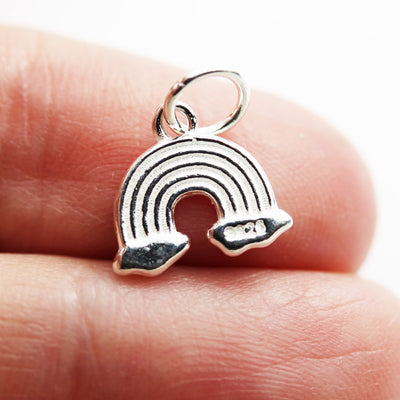 Jewelry charms 2pcs 925 Sterling Silver Jewellery Findings Charm Beads , 12*10mm Rainbow Charm, 6mm Closed Jump Jing