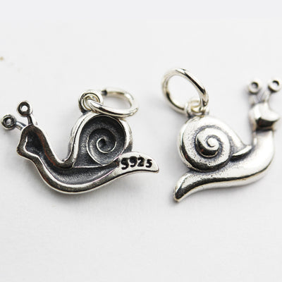 Charm 2pcs 925 Antique Sterling Silver Jewellery findings Charm Beads , 14*11mm Snail Charm