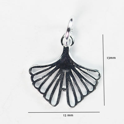 Charm 2pcs Ginko leaf, 925 Sterling Silver Jewellery findings Charm Beads , 13*13mm Ginko Leaf, 6mm Closed Jump Ring