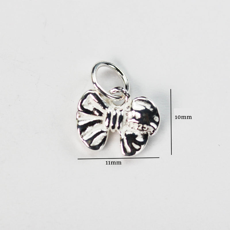 Charm 2pcs 925 Sterling Silver Jewellery findings Charm Beads , 11*10mm Bowtie, 6mm Closed Jump Ring