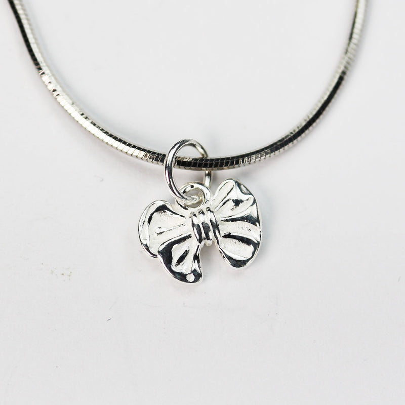 Charm 2pcs 925 Sterling Silver Jewellery findings Charm Beads , 11*10mm Bowtie, 6mm Closed Jump Ring