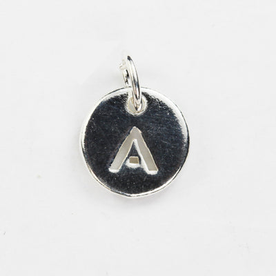 letter charms 1pc 925 Sterling Silver letter Charms,Silver Findings for  Necklace, Bracelet,10mm with 6mm Closed Jump Ring