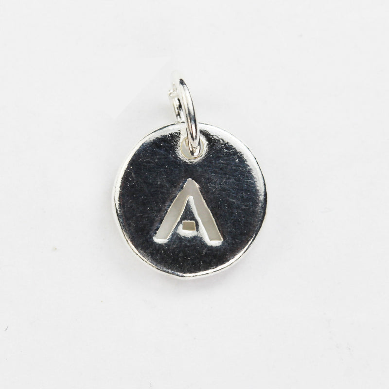 letter charms 1pc 925 Sterling Silver letter Charms,Silver Findings for  Necklace, Bracelet,10mm with 6mm Closed Jump Ring