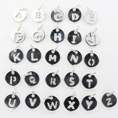 letter charms 1pc 925 Sterling Silver letter Charms,Silver Findings for  Necklace, Bracelet,10mm with 6mm Closed Jump Ring