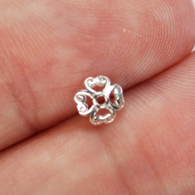 10pcs 925 Sterling silver Jewelry Findings Bead cap,5.5mm Flower cap,1mm hole
