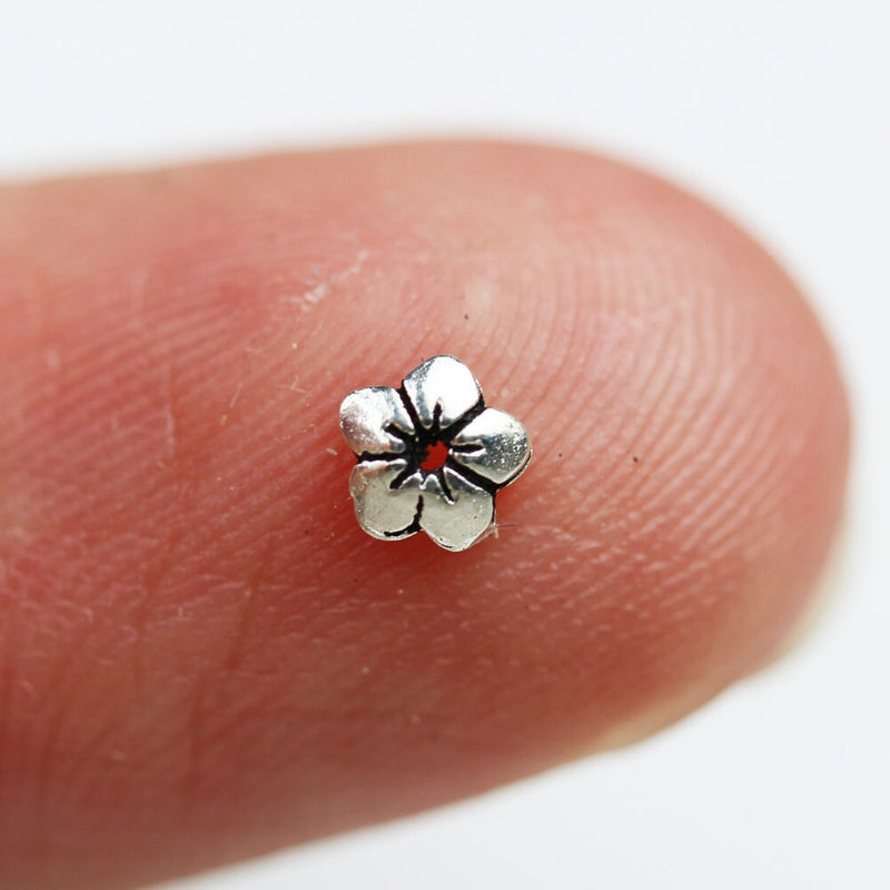 Bead Cap 30pcs 4mm Jewelry Findings Bead Cap, 925 Antique Sterling silver, Jewellery Flower Cap