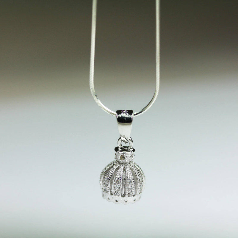 Tassel Caps 1pc 925 Sterling silver w/Cubic Zirconia Jewelry Findings,Ice Pick Bail Crown Tassel Cap, 10x9mm cap, 3mm bail hole