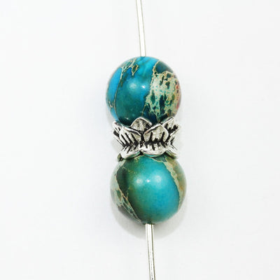 4pcs 925 Sterling Silver, Antique Silver, Jewelry Findings Double Bead cap, 8mm Flower cap,4.5mm height, 4mm hole