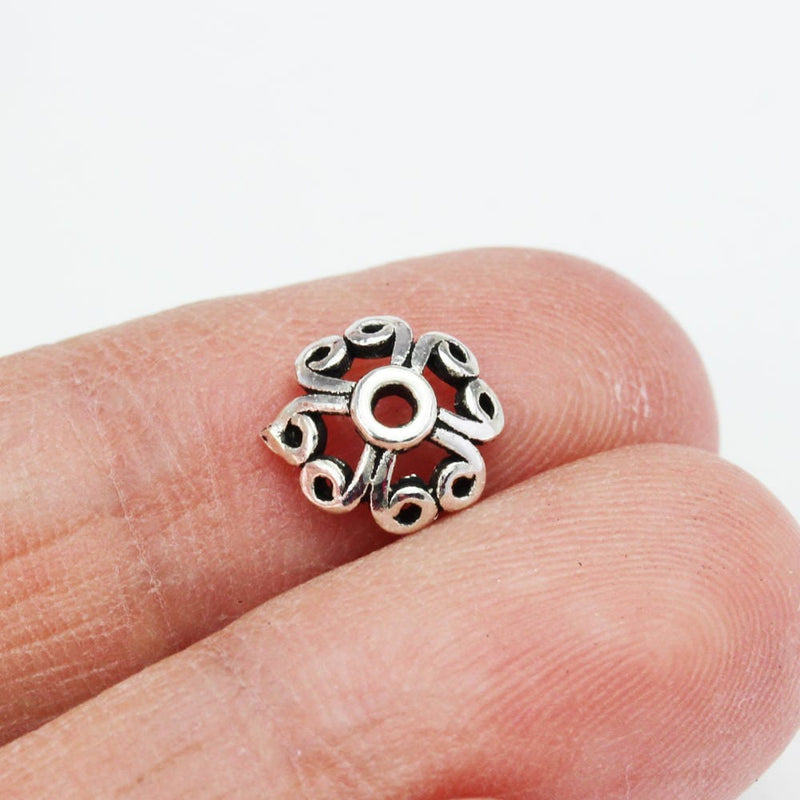 Bead Cap 10pcs 6.5mm 925 antiqued Sterling silver,Jewelry Findings Bead cap, 2.5mm Height filigree cap