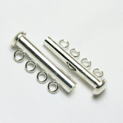 Slide Lock  clasps 1pc 925 Sterling Silver Jewellery findings 4-strand Slide lock Clasp,25*6mm