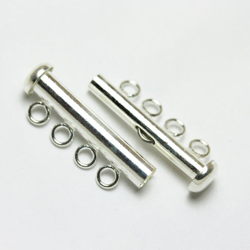 Slide Lock  clasps 1pc 925 Sterling Silver Jewellery findings 4-strand Slide lock Clasp,25*6mm