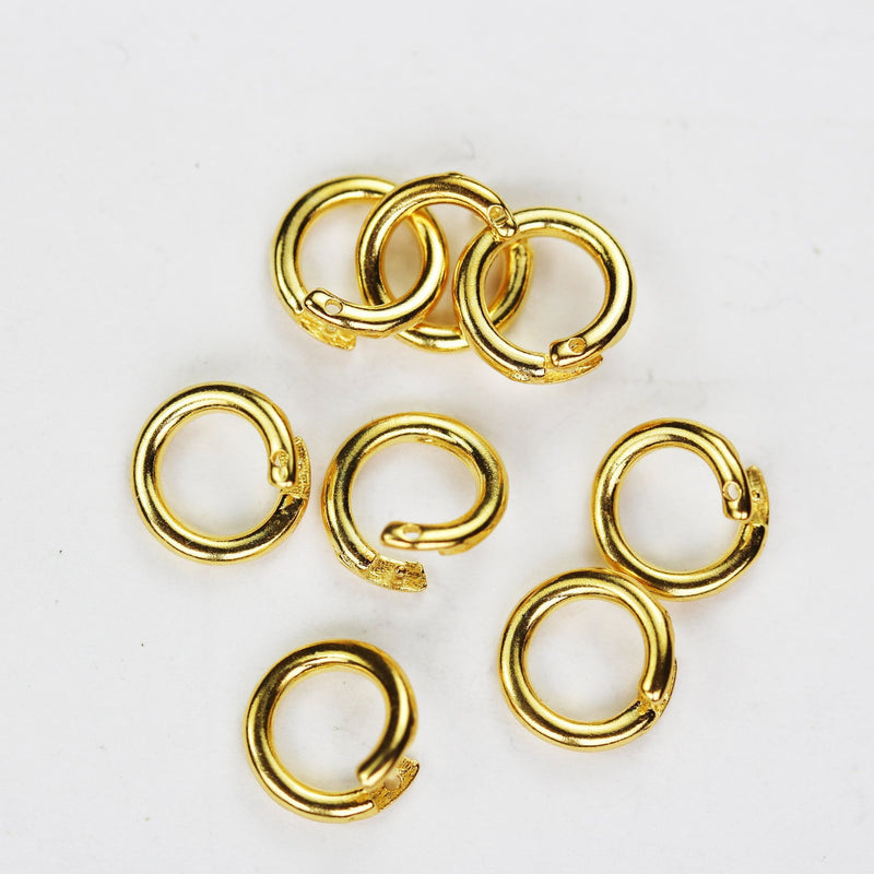 4pcs locking jump rings, 15gauge 6/8/10mm 925 sterling silver / 18k gold on silver jewellery findings, open to closed jump ring