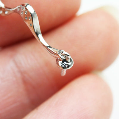 Pendent setting 1pc 925 Sterling silver Jewellery Findings ,w/cubic Zirconia,25*6mm,setting for half drilled beads
