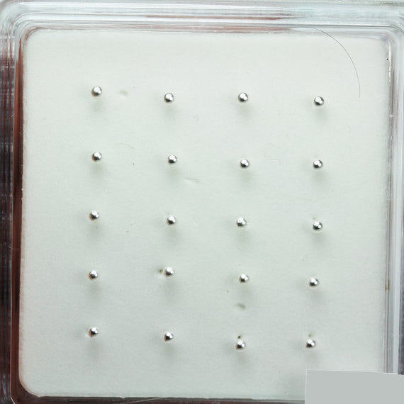 Nose Stud Nose Piercing Silver Nose Stud 20pcs 2mm 925 Sterling silver Jewellery Findings  ,2mm Silver ball, 12mm pin