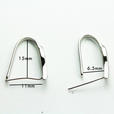 Bail 1pc 925 Sterling silver Jewellery Findings Ice Pick w/ Cubic Zirconia Bails, 17*4mm, 6-10mm inner wide