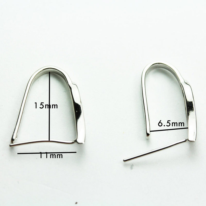 Bail 1pc 925 Sterling silver Jewellery Findings Ice Pick w/ Cubic Zirconia Bails, 17*4mm, 6-10mm inner wide