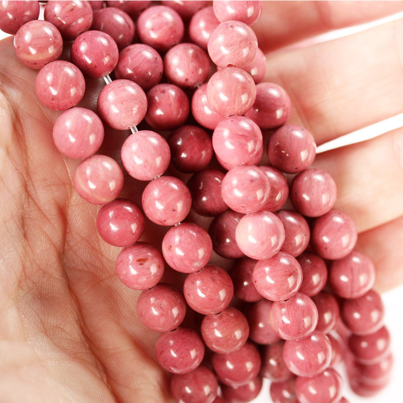 Rhodonite, 8mm round gemstone ,One full strand Natural Gemstone, 15", about 50 beads, 1mm hole