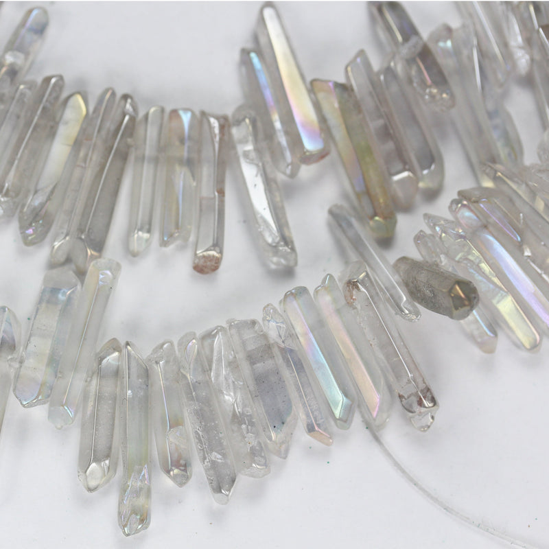 ClearAB Quartz, 18-25mmx4-5mm Gemstone Stick Beads, 16 inch , 1mm hole, about 100 beads