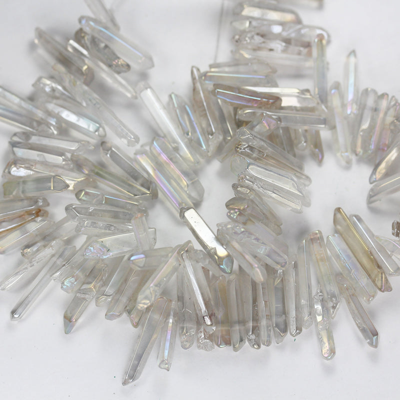 ClearAB Quartz, 18-25mmx4-5mm Gemstone Stick Beads, 16 inch , 1mm hole, about 100 beads