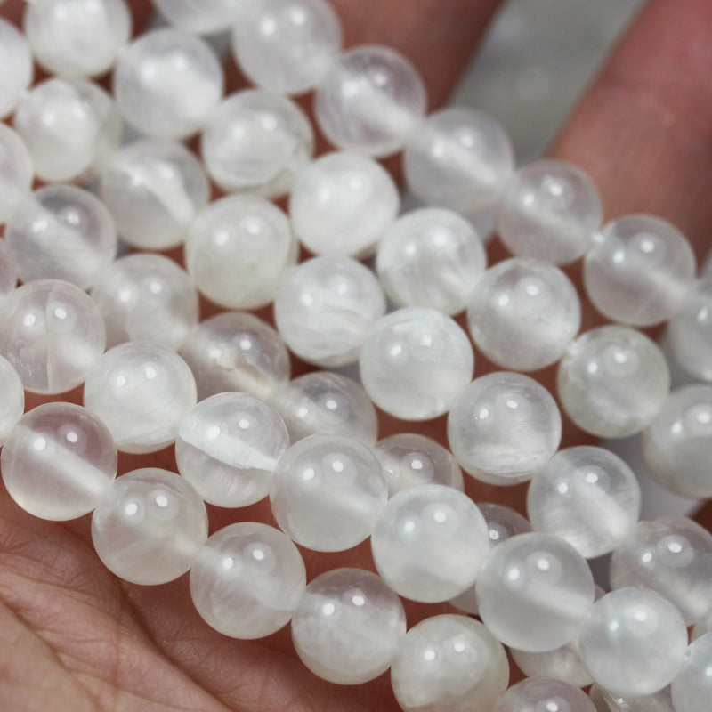 Natural Selenite, 10mm  round  gemstone,One full strand 40 beads , Gemstone beads, 16", 1mm hole