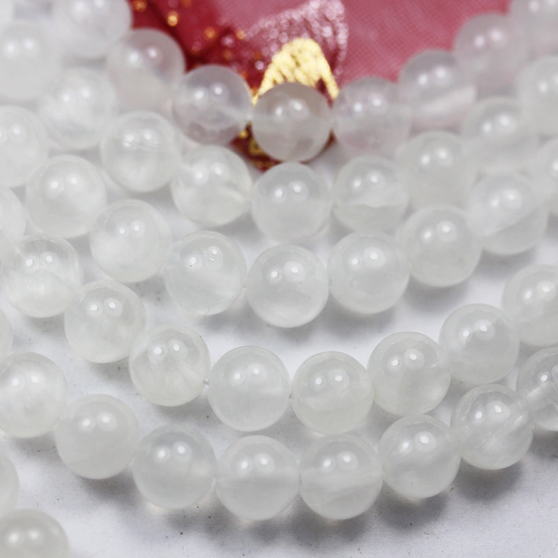 Natural Selenite, 10mm  round  gemstone,One full strand 40 beads , Gemstone beads, 16", 1mm hole