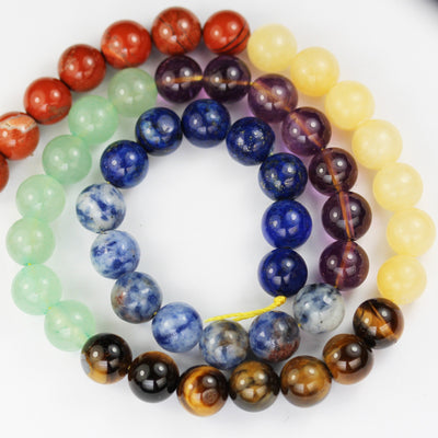 Chakra Beads 4mm Round Natural Gemstone, Amethyst Lapis Sodalite Aventurine Tigers Eye Yellow Jade Red Jasper 15.5", 90 beads, 0.8mm hole