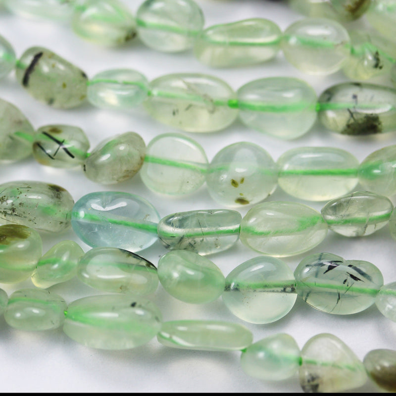 Prehnite, 8*10mm Nugget Gemstone Beads ,One full strand ,15.5 inch,1mm hole