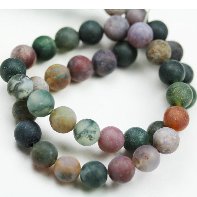 Matte Indian Agate, 8mm Round Agate Gemstone Beads Strand, 16inch, hole 1mm, about 50 beads