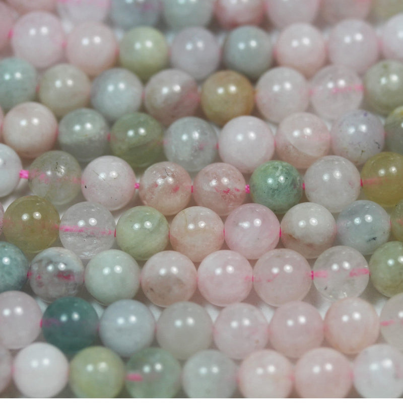 Beryl Mix, 6mm Aquamarine, Heliodor and morganite, round Mixed Gemstone ,70 beads, hole 0.6 mm,16"