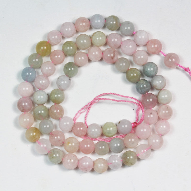 Beryl Mix, 6mm Aquamarine, Heliodor and morganite, round Mixed Gemstone ,70 beads, hole 0.6 mm,16"