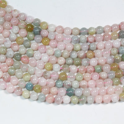 Beryl Mix, 6mm Aquamarine, Heliodor and morganite, round Mixed Gemstone ,70 beads, hole 0.6 mm,16"