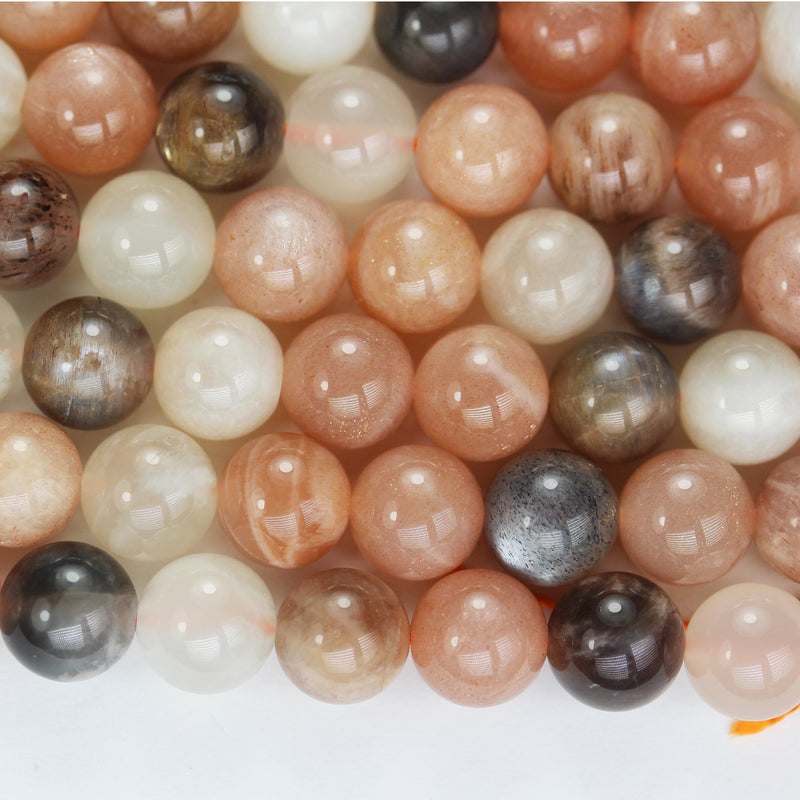 Moonstone, 6mm Grey/Peach/White Round Gemstone Strand, One full strand Beads , about 60 beads , 1mm hole