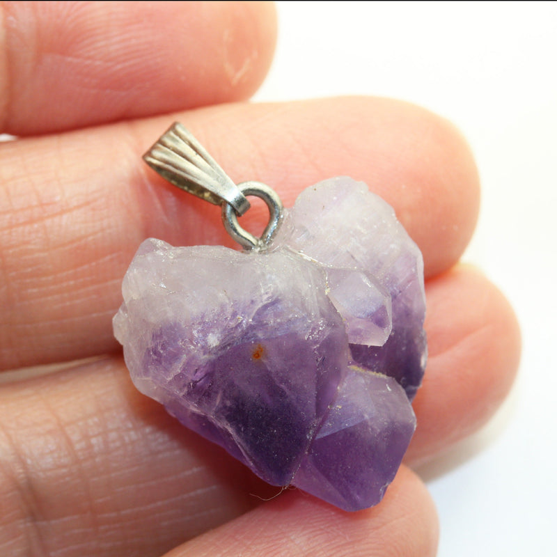 1pc/10pcs 30*25mm Raw Amethyst Nugget Mineral Gemstone ,Silver Plated Bail Pendant