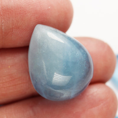 Natural Aquamarine, Teardrop Shape Gemstone, Cabochon Beads, 7-8mm thick