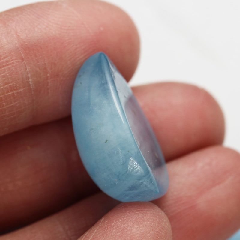 Natural Aquamarine, Teardrop Shape Gemstone, Cabochon Beads, 7-8mm thick