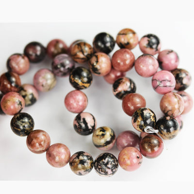 Rhodonite,8mm Natural Round Gemstone,  One full strand ,15", about 50 beads