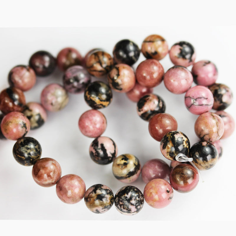 Rhodonite,8mm Natural Round Gemstone,  One full strand ,15", about 50 beads