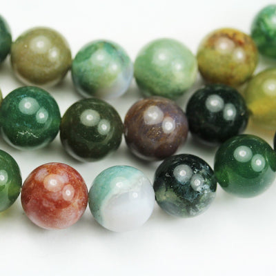 Indian Agate, 10mm Round Natural Gemstone Strand,One full strand , Green&Brown, 15inch