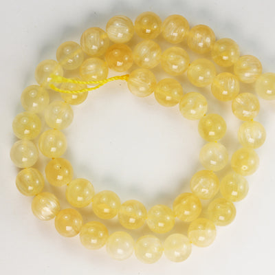 Natural Yellow Calcite, 8mm  round  gemstone,One full strand 50 beads , Gemstone beads, 16", 1mm hole
