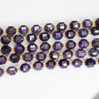 Natural Amethyst Beads, 8*7.5mm Faceted Oval Beads Gemstone, One full strand , about36beads, 1mm hole