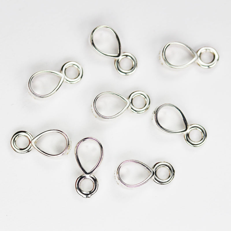 Jewelry Bails 4pcs 10*5mm 925 Sterling silver Jewellery Findings Teardrop shaped Bails, 4*3.5mm inner wide, hole1.5mm