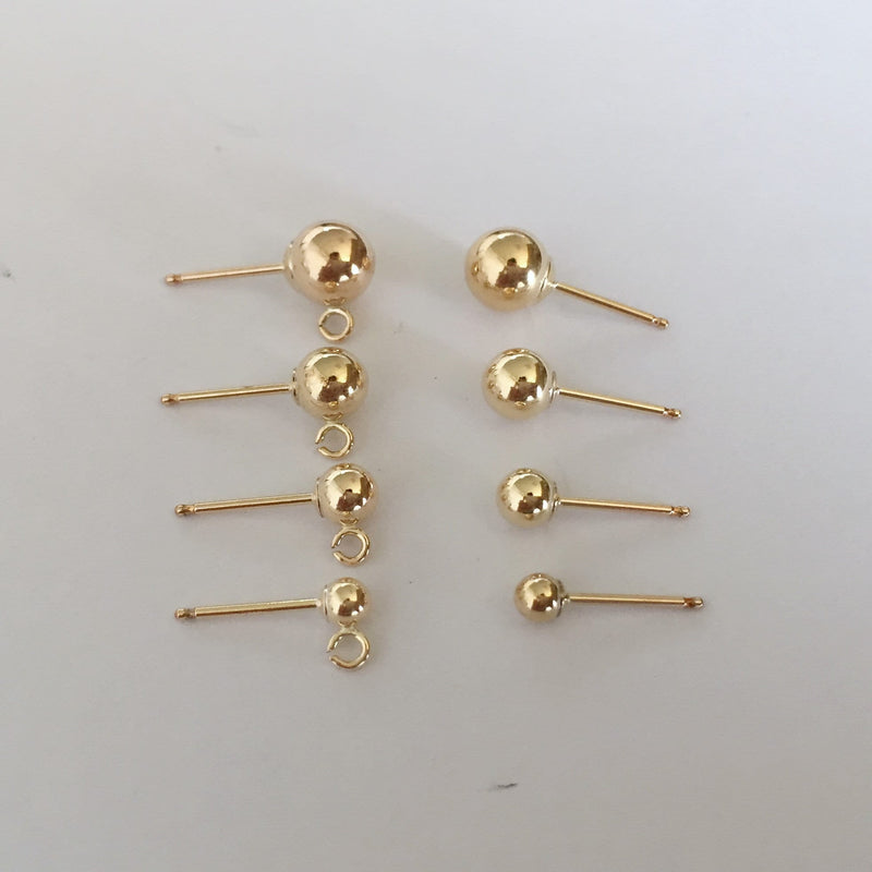 Earring findings 1 pair 14K Gold Filled Jewellery Making Findings Earstud Earring Post , 3mm / 4mm Ball