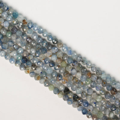 Natural kyanite, 3mm faceted round natural  gemstone beads, 15.5", 0.6mm hole, about 105 beads