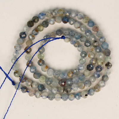 Natural kyanite, 3mm faceted round natural  gemstone beads, 15.5", 0.6mm hole, about 105 beads