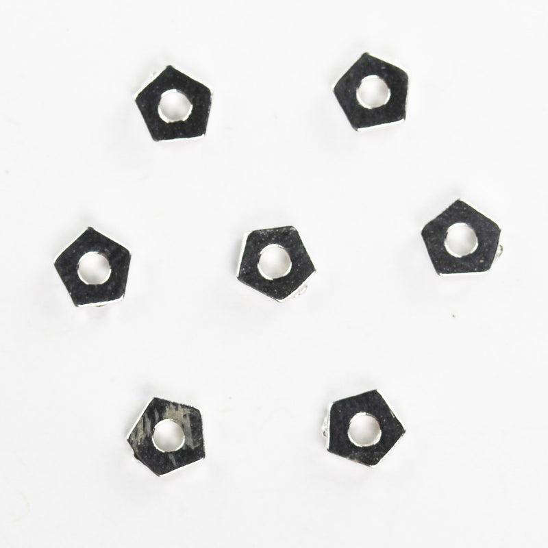 10pcs 925 Sterling Silver Pentagon Spacer Beads 4.5MM, hole 1MM